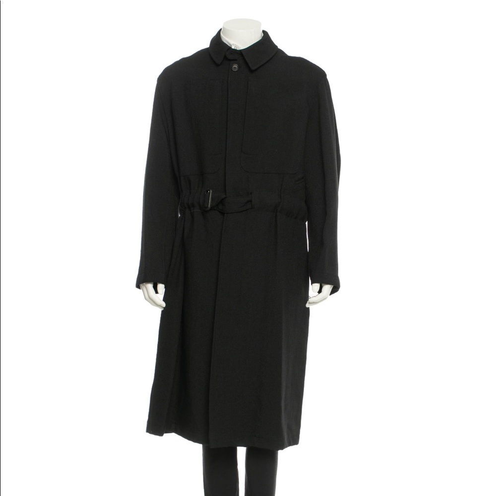 Black Yohji Yamamoto belted overcoat size medium
